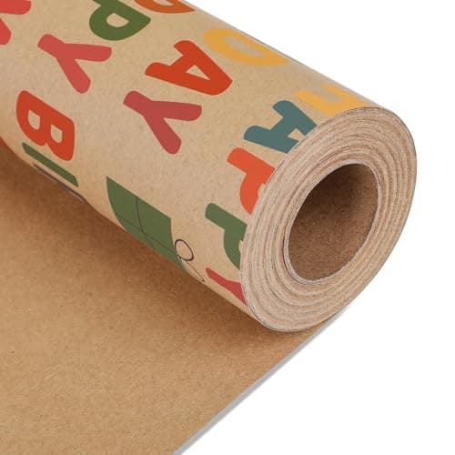 NESCCI Birthday Wrapping Paper,Gift Wrapping Paper Roll,Kraft Wrapping Paper-17 inch X 32.8 Feet Per roll,Colorful Happy Birthday Pattern For Boys Girls, Perfect For Birthday Party, Baby Shower