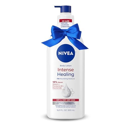 NIVEA Intense Healing Body Lotion for Very Dry, Itchy Skin with Glycerin, Provitamin B5 and Niacinamide, 72-Hour Body Moisturizer, Holiday Gifts for Self Care, 16.9 Fl Oz Pump Bottle