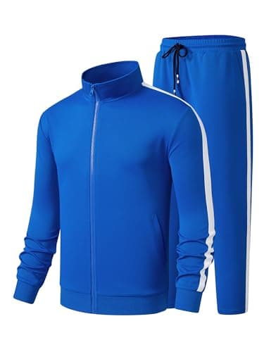 JMIERR Mens Tracksuit 2 Piece Sweatsuits Loungewear Full Zip Jacket and Sweatpants 2025 Fall Fashion Jogging Joggers Warm Up Sweatsuits Sets Matching Sets Essentials Clothing, M, Blue