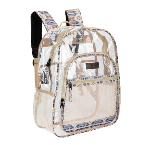 Wrangler Clear Backpack for Girls- Water Resistant Clear Bookbag, Plastic See Through Backpack for Stadium Events and School