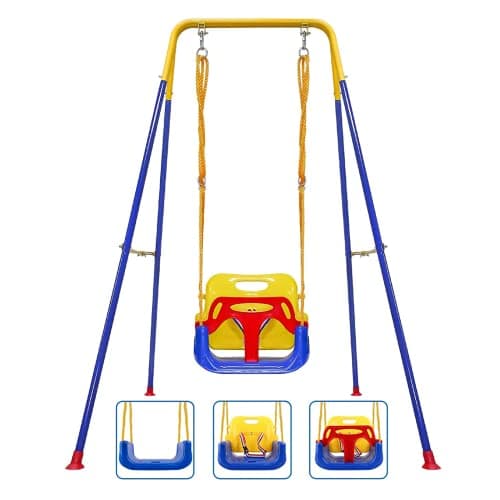Toddler Swing, 3-in-1 Swing Sets for Backyard, Baby Swing Outdoor/Indoor, Toddler Swing Set Suitable for Aged 6 Months to 10 Years Old