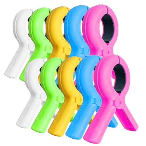 Beach Towel Clips for Beach Chairs,10 Pcs  Towel Holder for Beach Chair Pool Chair on  Cruise, Jumbo Size Heavy Duty Clothes Pins  Beach Chair Clips to Beach Accessories Must  Haves, 5 Colors (10)