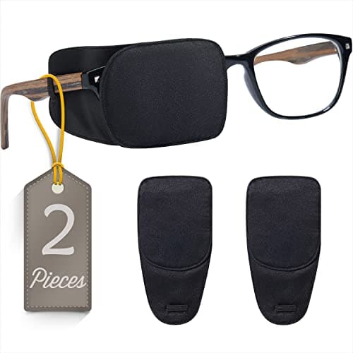 Astropic 2Pcs Silk Eye Patches for Adults Kids Glasses to Cover Either Eye (Medium, Black)