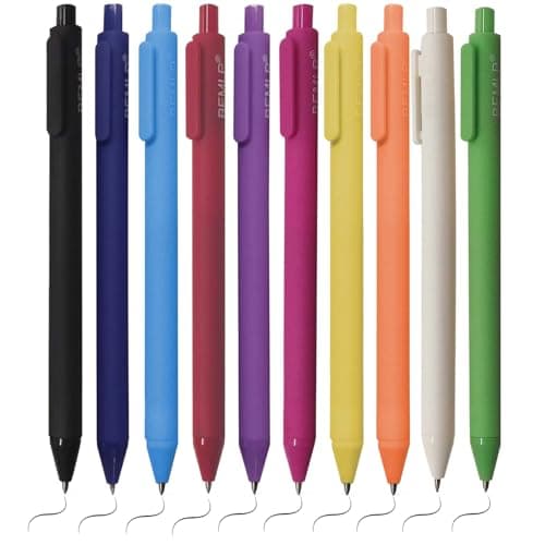 BEMLP Retractable Gel Pens Black Ink Pens 0.5mm Press Pen Quick Drying Fine Point Smooth Writing Pen Ballpoint Pens for Note Taking Journaling Japanese Pens Office School Supplies,Pack of 10 Pieces