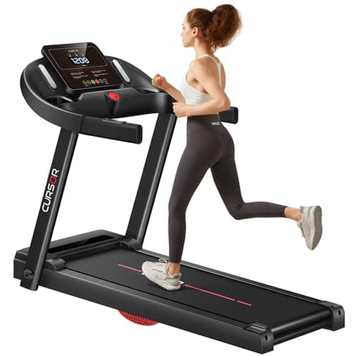 CURSOR FITNESS Home Folding Treadmill with Pulse Sensor, 2.5 HP Quiet Brushless, 7.5 MPH, 265 LBS Capacity