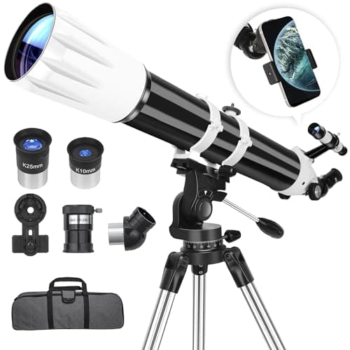 Telescope, 90mm Aperture 900mm Astronomical Refractor Telescope for Adults High Powered - Multi-Coated Professional Telescopes for Astronomy Beginners with AZ Mount, Portable Carry Bag, Phone Adapter