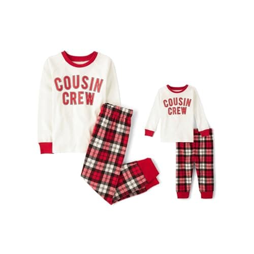 The Children's Place Baby Toddler 2 Piece and Kids, Sibling Matching, Christmas Pajama Sets, Fleece, Cousin Crew '24