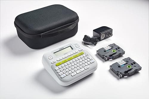 Brother PT-D210SV Label Maker Bonus Bundle Comes with a Protective Carrying case, an Adapter, and Two Sample Brother Genuine TZe Label Tapes for Added Value.
