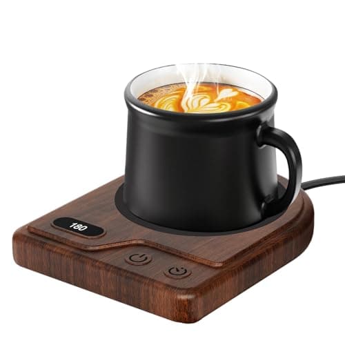 Mug Warmer, Coffee Mug Warmer with 3 Adjustable Temperature Settings, Coffee Warmer 2-12 Auto Shutoff, Digital Display Coffee Cup Warmer for Desk, Wood Grain Texture Mug Warmer for Desk Gift Choice