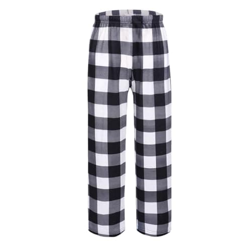 Ekouaer Boys Pajama Pants Long Sleep Pants Soft Elastic Waist Pajama Bottoms Plaid Lounge Pants with 2 Pockets