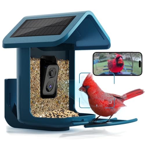 Bird Feeder with Camera Solar Powered : Smart Camera Bird Feeder 2K Live Feed Cam for Outdoor Backyard - Ai Identify Auto Capture Videos Pictures, Gifts for Birdlover Mom Dad, 2.4GHz WiFi