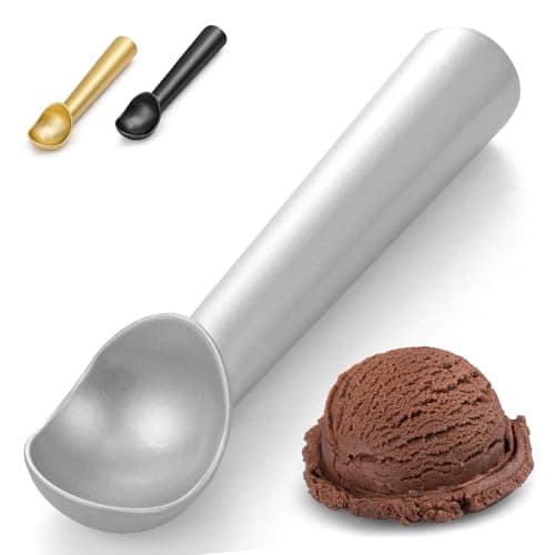 CUNSENR 7 inch Ice Cream Scoop - One-Piece Nonstick Aluminum Ice Cream Scooper - Professional Metal Ice Cream Spoon - Durable, Easy to Use & Clean - Lightweight Cookie Spoon - Scoop Ice Cream(Sliver)