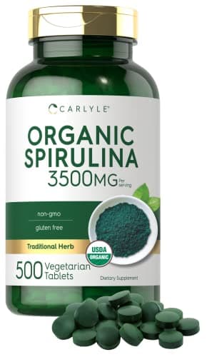 Carlyle Organic Spirulina Tablets 3500mg | 500 Count | Non-GMO & Gluten Free Supplement