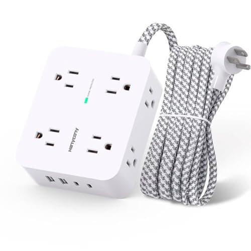Surge Protector Power Strip - HANYCONY 8 Outlets 4 USB (2 USB C) Charging Ports, Multi Plug Outlet Extender, 5Ft Braided Extension Cord, Flat Plug Wall Mount Desk Charging Station for Home Office ETL