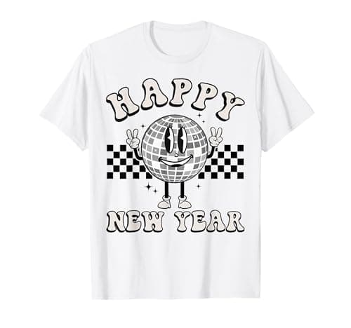 Checkered Happy New Year 2026 Disco Ball New Year Eve Party T-Shirt