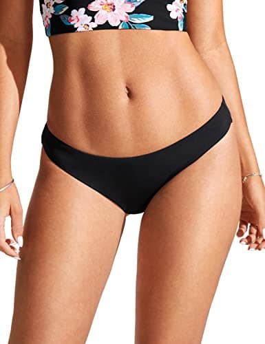 CRZ YOGA Womens Bikini Bottom Low Waisted Cheeky Bathing Swimsuit Bottoms Swim Briefs Black Small