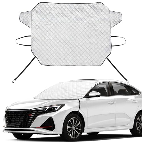 EXQUISLIFE Car Windshield Snow Ice Cover with 3 Layers Protection, Windshield Snow Ice Cover with Magnetic Edges Used for Snow Protection, Rain and Sun, Fits for Most Standard Cars & SUV.