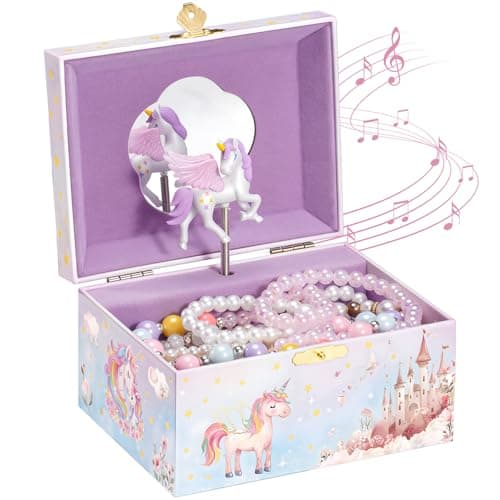 ProCase Unicorn Jewelry Box for Girls, Kids Musical Jewelry Boxes with Spinning Unicorn Doll, Birthday Christmas Gifts for Little Girls Children Toddler Ages 3 4 5 6 7 8 -Unicorn (Box Only)