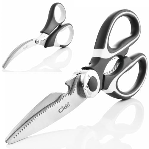 Kitchen Shears by Gidli - Lifetime Replacement Warranty - Includes Seafood Scissors As a Bonus - Heavy Duty Utility Stainless Steel All Purpose Ultra Sharp Scissors for Food - Cooking Shears