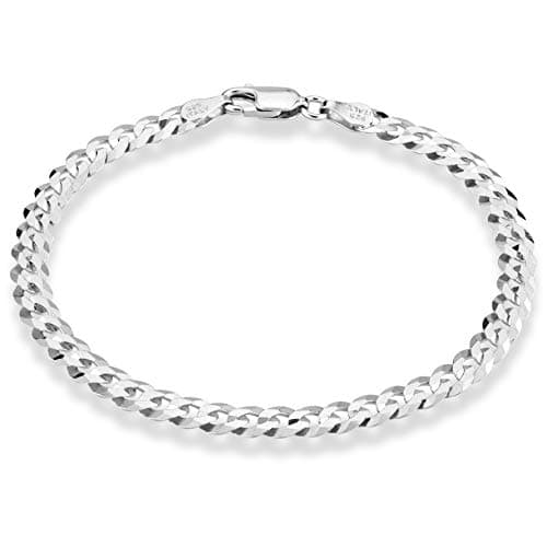 Miabella 925 Sterling Silver Italian 5mm Solid Diamond-Cut Cuban Link Curb Chain Bracelet for Men Women, Made in Italy (Length 7.5 Inches)