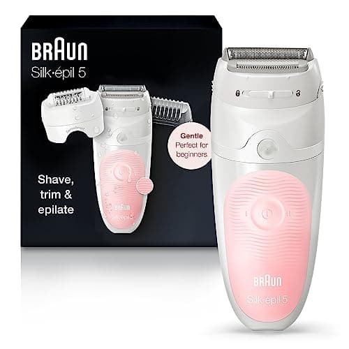 Braun Epilator Silk-épil 5 5-620, Hair Removal Device, Epilator for Women, Shaver & Trimmer, Cordless, Rechargeable, Wet & Dry, 6 Piece Set