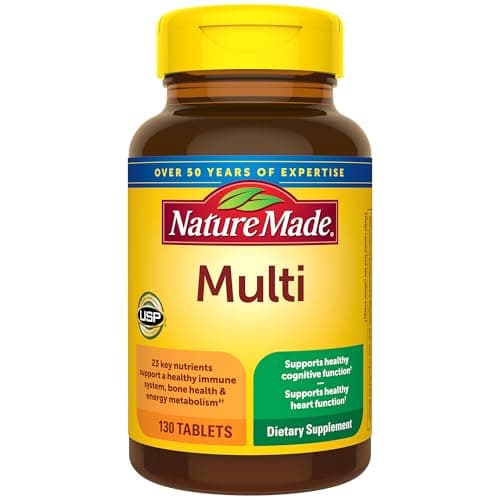 Nature Made Multivitamin Tablets with Vitamin D3 and Iron, 130 Count for Daily Nutritional Support
