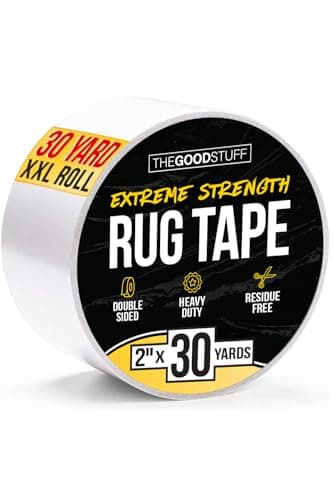 The Good Stuff Double Sided Rug Tape [2 Inch x 30 yd] Secure Area Rugs to Carpets, Laminate, and Hardwood Floors, Easy to Remove and Restick Without Residue or Damage to Rug or Floor