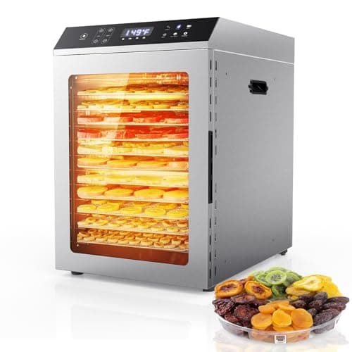 Food Dehydrator for Jerky, 12-Trays Stainless Steel Fruit Dehydrators Machine with 194°F Temperature Control & 24H Timer, Digital Food Dryer Machine for Home, Dog Treats, Meats, Veggies