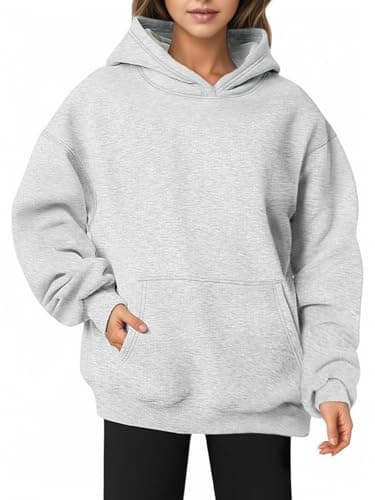 XPIZH Hoodies for Women Sweatshirts Sweaters Fleece Pullover Oversized Long Sleeve Crewneck Shirts Fall Winter Outfits with Pocket Grey