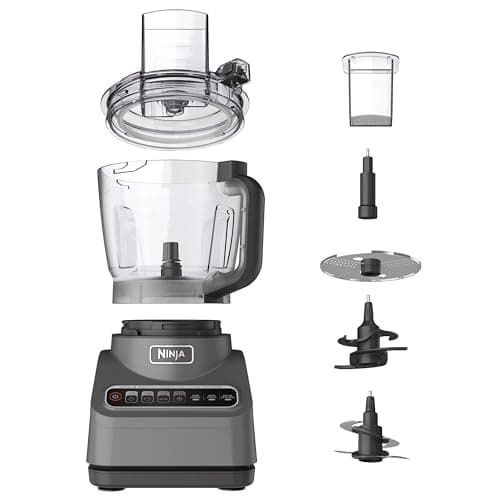 Ninja Food Processor, Professional Plus, 1000 Peak Watts, 4 Functions for Chopping, Slicing, Purees & Dough with 9-Cup Processor Bowl, 3 Blades, Food Chute & Pusher, Silver, BN601