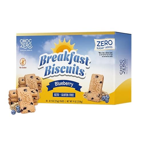 ChocZero Blueberry Breakfast Biscuits – No Added Sugar, Keto & Gluten Free High Fiber Snack Cookies, 30 Per Box (9 oz)