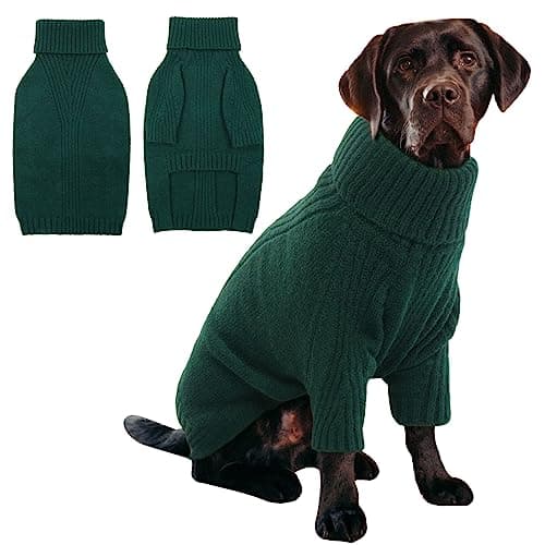 IECOii XXL Dog Sweater,Knit Big Dog Sweater Christmas,Pet Turtleneck Doggy Sweatshirt for Extra Large Dogs boy Girl,Large Size Dog Cold Weather Outfit English Bulldog Clothes for Winter,(Green XXL)