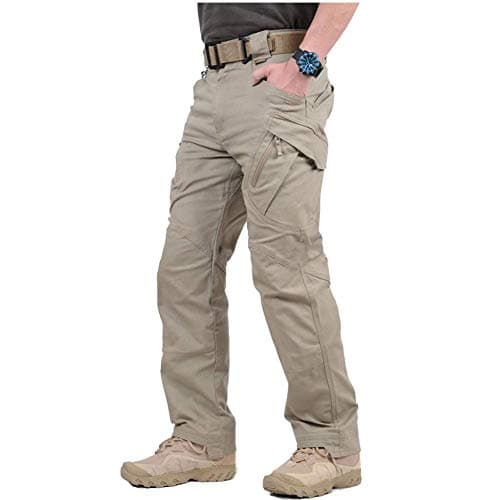 CARWORNIC Gear Men's Hiking Tactical Pants Lightweight Cotton Outdoor Military Combat Cargo Trousers Khaki