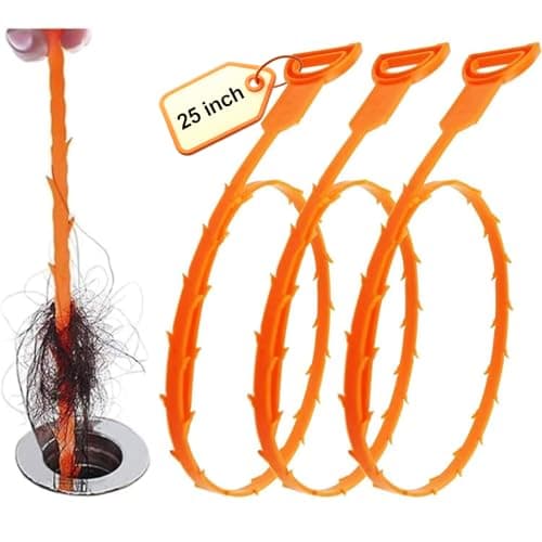 Forlivese 3 Pack 25 Inch Drain Snake,Drain Clog Remover,Sink Snake for Sewer Kitchen Sink Bathroom Tub Toilet Clogged Drains Relief Cleaning Tool