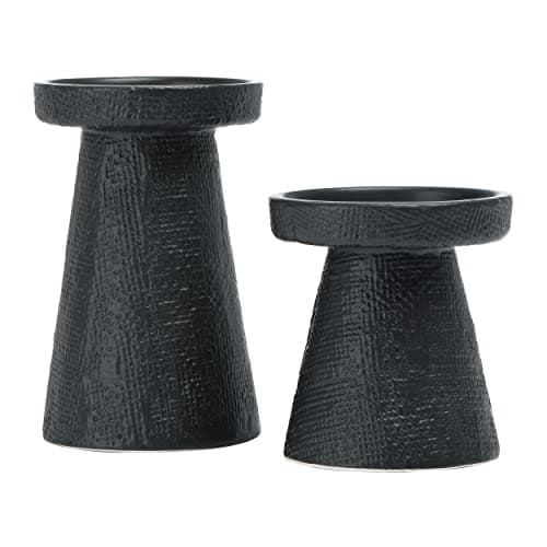 Main + Mesa Stoneware Pillar & Taper Candle Holders, Set of 2