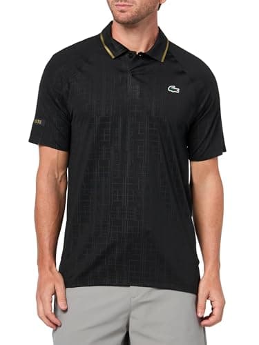 Lacoste Men's Tennis x Novak Djokovic On Court Polo, Black, X-Large