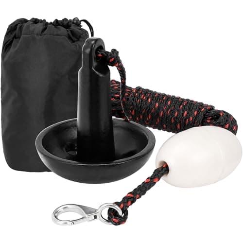 MARINE SYSTEM Mushroom Anchor Kit for Kayaks, Canoes, Paddle Boardswith Rope and Marker Buoy (Black)