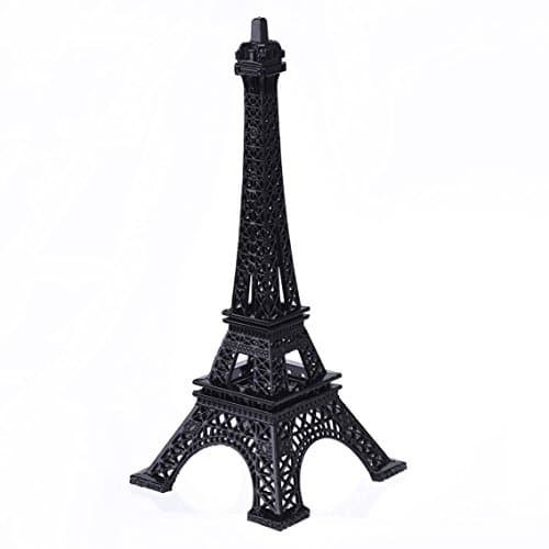 ESHATO Black Metal Eiffel Tower Statue, 7inch Decorative Figurine Replica Stand Holder for Cake Topper Table Decor Gift Party Home Decoration