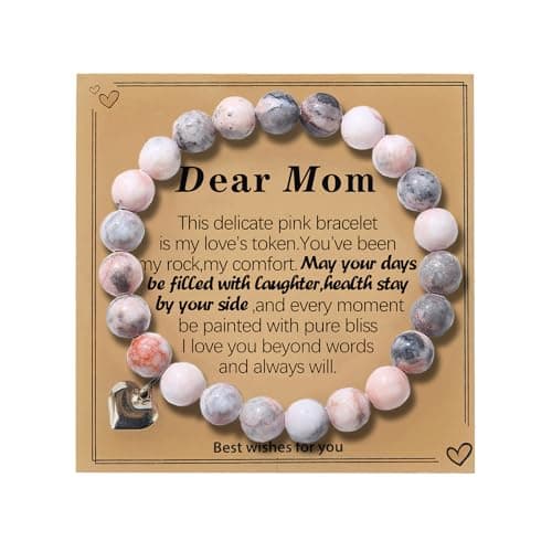 VQTZLQ Valentines Day Gifts for Mom, Christmas Gifts for Mom Women, Birthday Mothers Day gifts from Daughter Son, Unique Handmade Natural Stone Bracelet.