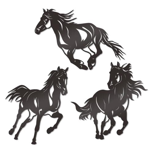 Bnesi 3 Pcs Metal Horse Wall Art Running Wall Art Decor Western Wall Art Rustic Metal Bathroom Decoration Western Home Decor for Bedroom Living Room Bathroom (Horse)