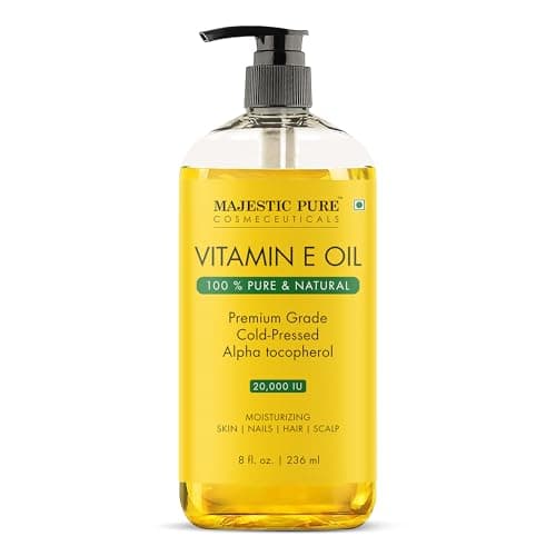 Majestic Pure Vitamin E Oil 8 Oz Vitamin E oil for Skin, Face Oil, Hair Oil and Body Oil- 100% Pure and Natural, 20,000 IU- Cold Pressed Hexane Free Non-GMO Gluten Free Formula
