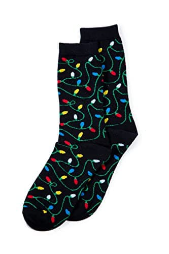 Tipsy Elves Black Christmas Lights Socks for Women OSFA