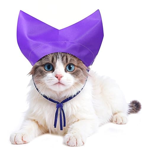 BOHUIZ Adjustable Cat Shower Caps, Waterproof Bath Cap Dog Cat Shower Caps Reusable Cats Ear Protection Bath Cap Pet Shower Cap for Sphynx House Cats Small Dogs Puppy Pet Grooming Accessories(Purple)
