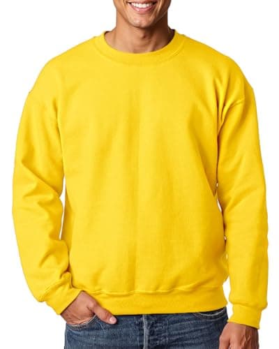 Mlgaril Men's Yellow Crewneck Sweatshirt Long Sleeve Baggy Sweatshirts Lightweight Crew Neck Pullover S