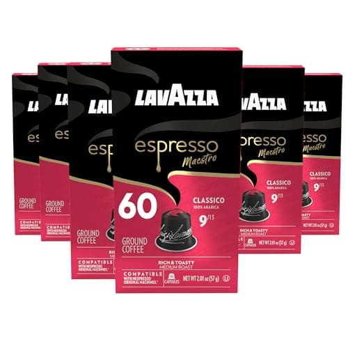 Lavazza Espresso Maestro Classico Aluminum Capsules Compatible with Nespresso* Original Machines, Medium Espresso Roast, 100% Arabica (60 Capsules)