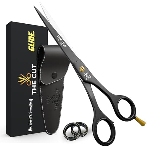 The Cut Factory® 6.5” Matte Black Luxury Hair Scissors – Ultra-Sharp High Carbon Steel Barber Shears for Men, Women & Kids – Gift-Boxed with Leather Pouch – Precision Cutting for Salon & Home
