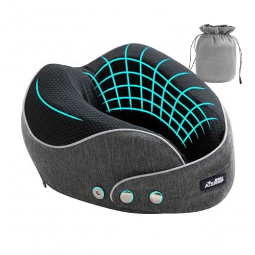 AISLEEP Travel Pillow, Memory Foam Neck Pillow Airplane, Travel Pillows for Airplanes, 360º Ergonomic Design Travel Neck Pillow for Travel, Car Rides, and Home, Ideal for Adults and Kids