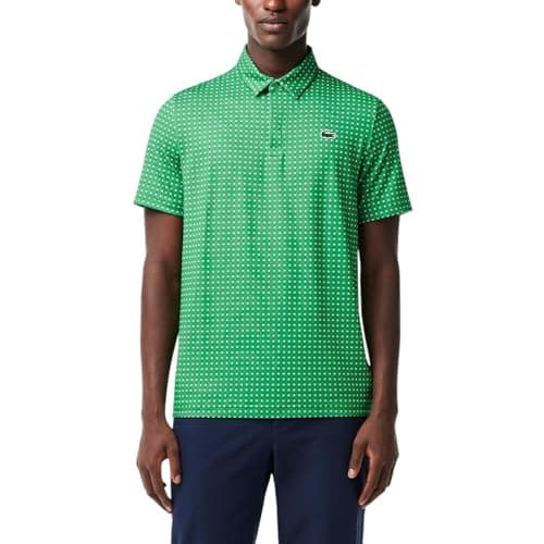 Lacoste Men's Regular Fit UV Protect All-Over Print Golf Polo Shirt, Calathea/Flour, XX-Large