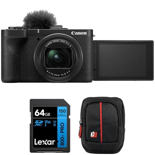 Canon PowerShot V1 4K Video 24.2MP Digital Camera, Built-in Ultra-Wide-Angle Zoom Lens 6390C001 Bundle with Lexar 800x PRO Blue Series 64GB SDXC Memory Card and Deco Photo Field Bag Camera Case