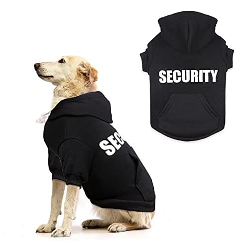 Dog Hoodie Security Dog Sweater Soft Brushed Fleece Dog Clothes Dog Hoodie Sweatshirt with Pocket Dog Sweaters for Large Dogs(L)